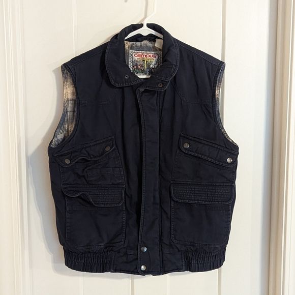 Vintage Rugged Work Wear Navy Canvas Vest sz M - Picture 1 of 6